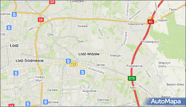 mapa Widzew, Widzew na mapie Targeo