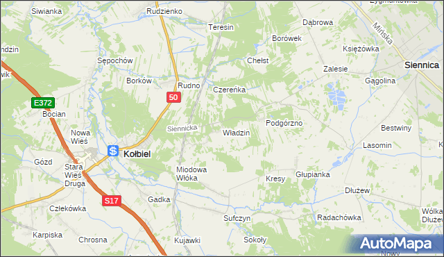 mapa Władzin, Władzin na mapie Targeo