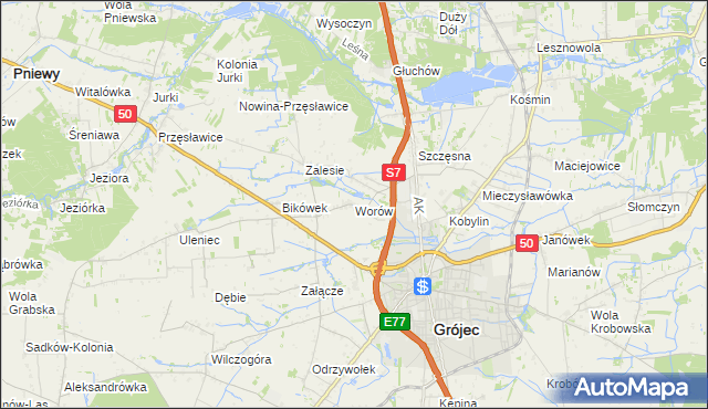 mapa Worów, Worów na mapie Targeo