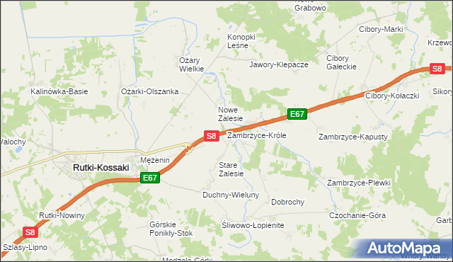 mapa Zambrzyce-Króle, Zambrzyce-Króle na mapie Targeo