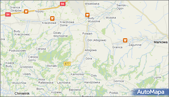 mapa Albigowa, Albigowa na mapie Targeo