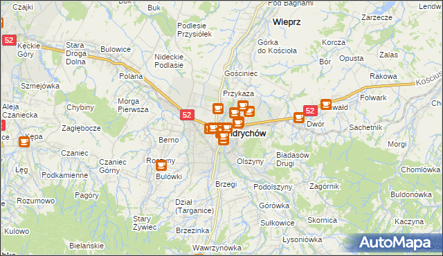 mapa Andrychów, Andrychów na mapie Targeo