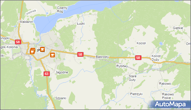 mapa Babrosty, Babrosty na mapie Targeo