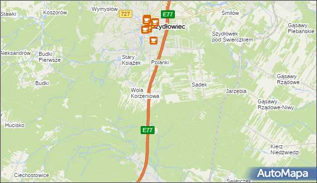 mapa Barak gmina Szydłowiec, Barak gmina Szydłowiec na mapie Targeo