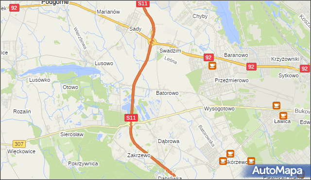 mapa Batorowo gmina Tarnowo Podgórne, Batorowo gmina Tarnowo Podgórne na mapie Targeo