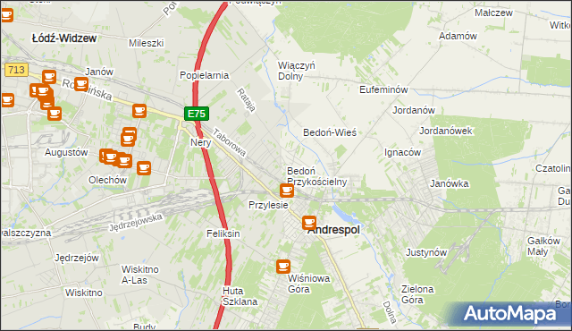 mapa Bedoń Przykościelny, Bedoń Przykościelny na mapie Targeo