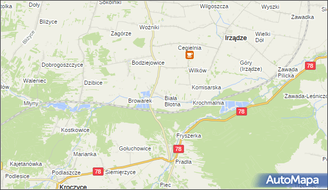 mapa Biała Błotna, Biała Błotna na mapie Targeo