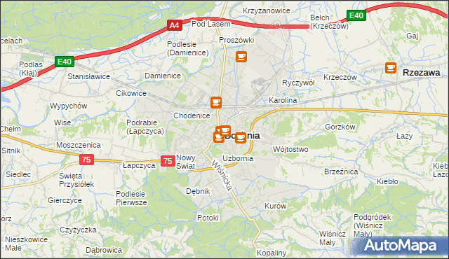 mapa Bochni, Bochnia na mapie Targeo