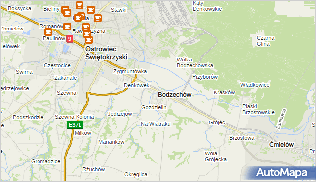 mapa Bodzechów, Bodzechów na mapie Targeo