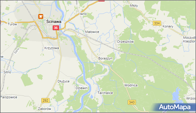 mapa Boraszyn, Boraszyn na mapie Targeo