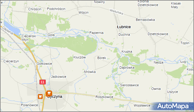 mapa Borek gmina Byczyna, Borek gmina Byczyna na mapie Targeo