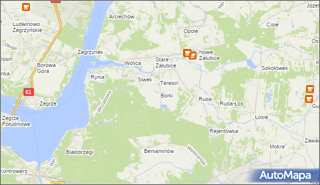 mapa Borki gmina Radzymin, Borki gmina Radzymin na mapie Targeo