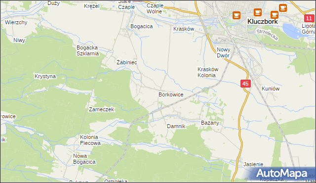 mapa Borkowice gmina Kluczbork, Borkowice gmina Kluczbork na mapie Targeo