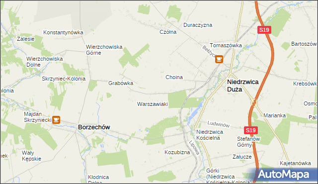 mapa Borkowizna gmina Niedrzwica Duża, Borkowizna gmina Niedrzwica Duża na mapie Targeo