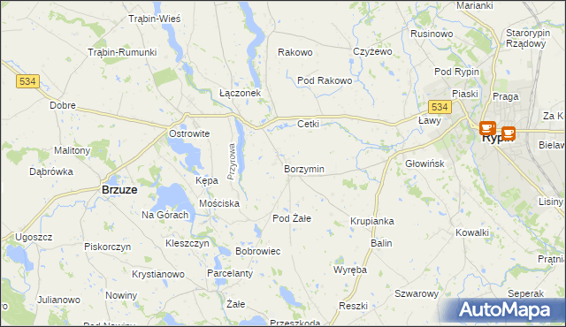 mapa Borzymin, Borzymin na mapie Targeo