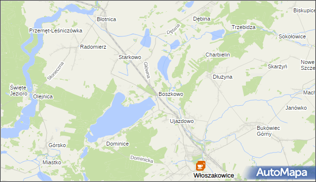 mapa Boszkowo, Boszkowo na mapie Targeo