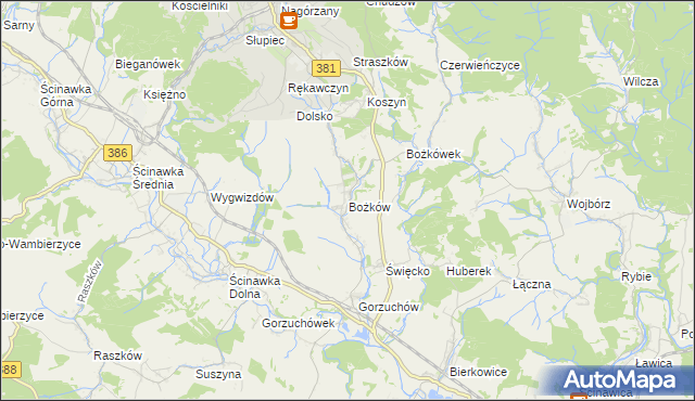 mapa Bożków, Bożków na mapie Targeo