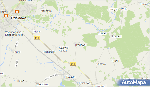 mapa Brodowo gmina Iłowo-Osada, Brodowo gmina Iłowo-Osada na mapie Targeo
