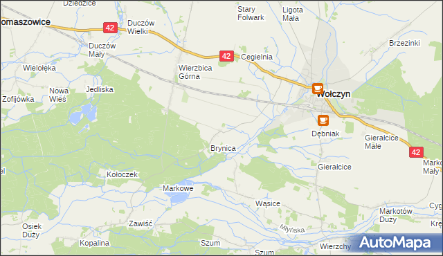 mapa Brynica Osada, Brynica Osada na mapie Targeo