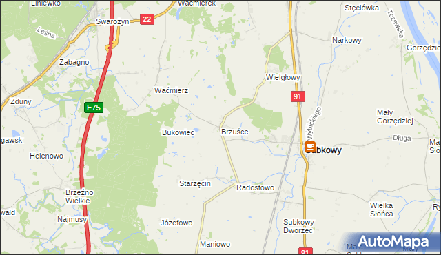 mapa Brzuśce, Brzuśce na mapie Targeo