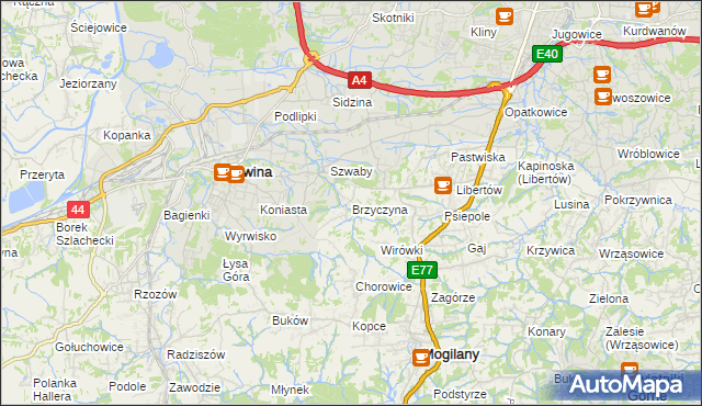 mapa Brzyczyna, Brzyczyna na mapie Targeo