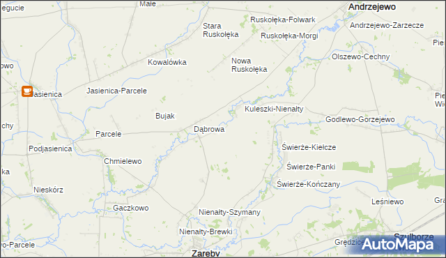 mapa Budziszewo gmina Zaręby Kościelne, Budziszewo gmina Zaręby Kościelne na mapie Targeo