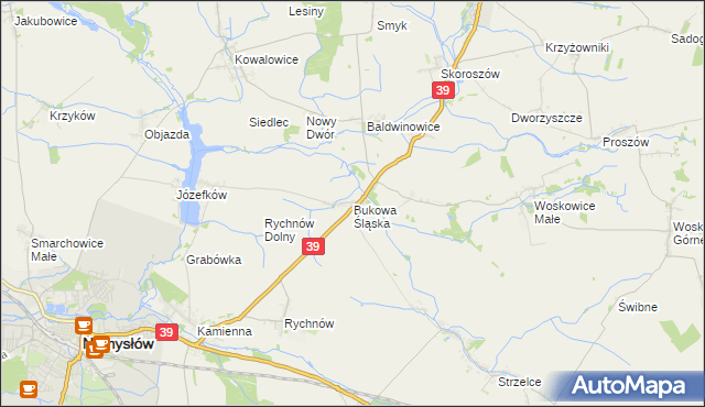 mapa Bukowa Śląska, Bukowa Śląska na mapie Targeo