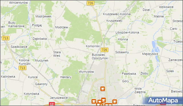 mapa Bukowiec Opoczyński, Bukowiec Opoczyński na mapie Targeo