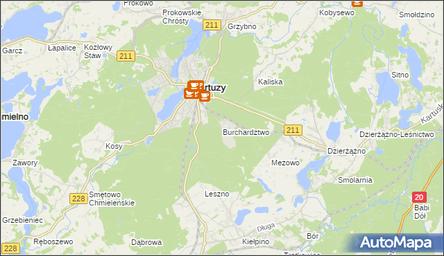 mapa Burchardztwo, Burchardztwo na mapie Targeo