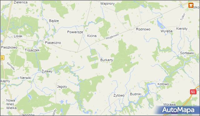 mapa Burkarty, Burkarty na mapie Targeo