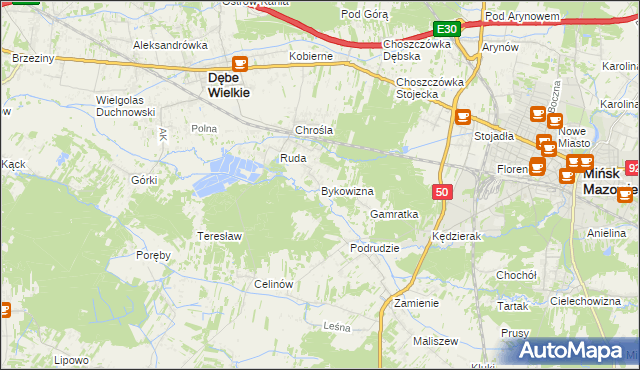 mapa Bykowizna, Bykowizna na mapie Targeo