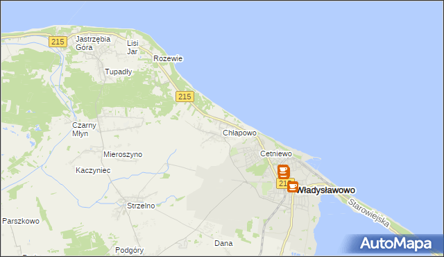 mapa Chłapowo gmina Władysławowo, Chłapowo gmina Władysławowo na mapie Targeo