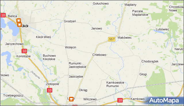 mapa Chlebowo gmina Lipno, Chlebowo gmina Lipno na mapie Targeo