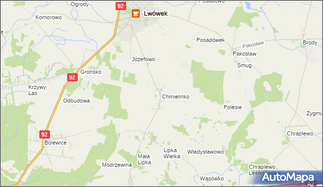 mapa Chmielinko, Chmielinko na mapie Targeo