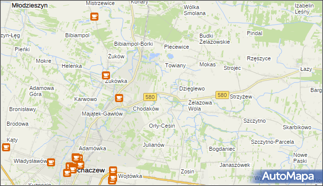 mapa Chodakówek, Chodakówek na mapie Targeo