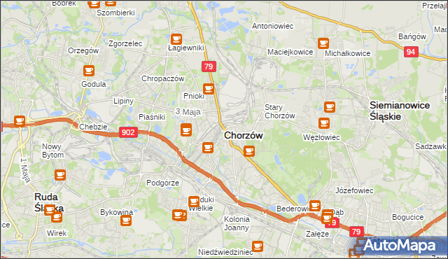 mapa Chorzów, Chorzów na mapie Targeo