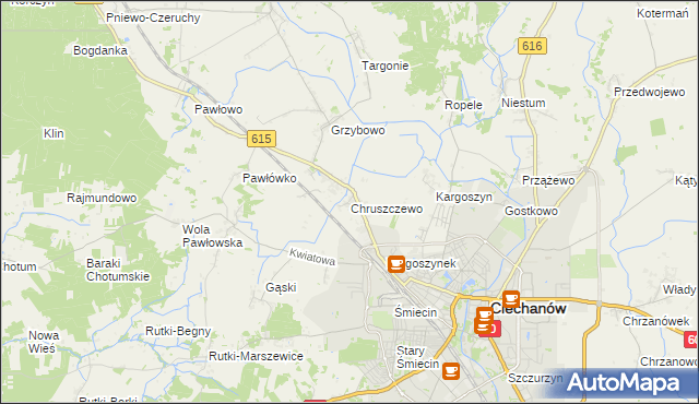 mapa Chruszczewo, Chruszczewo na mapie Targeo