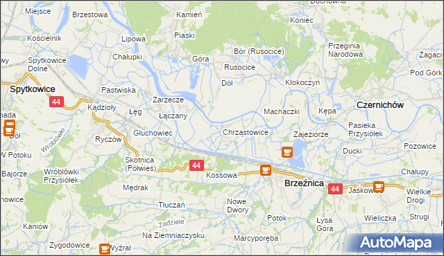 mapa Chrząstowice gmina Brzeźnica, Chrząstowice gmina Brzeźnica na mapie Targeo