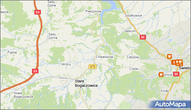 mapa Chwaliszów, Chwaliszów na mapie Targeo