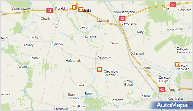 mapa Cieciułów, Cieciułów na mapie Targeo