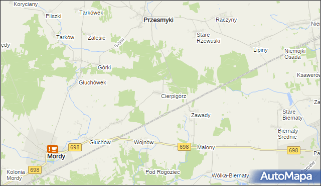 mapa Cierpigórz gmina Przesmyki, Cierpigórz gmina Przesmyki na mapie Targeo