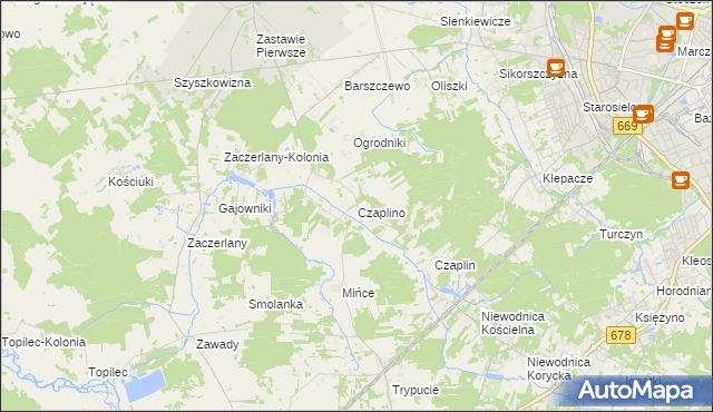 mapa Czaplino gmina Choroszcz, Czaplino gmina Choroszcz na mapie Targeo