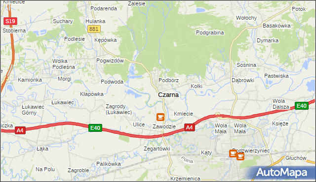 mapa Czarna powiat łańcucki, Czarna powiat łańcucki na mapie Targeo