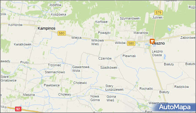 mapa Czarnów gmina Leszno, Czarnów gmina Leszno na mapie Targeo