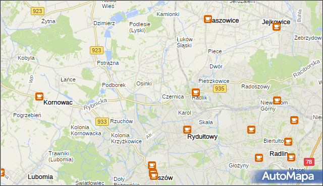 mapa Czernica gmina Gaszowice, Czernica gmina Gaszowice na mapie Targeo