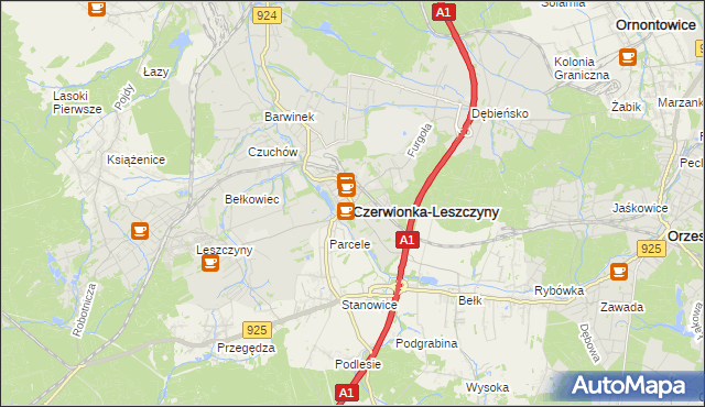 mapa Czerwionka-Leszczyny, Czerwionka-Leszczyny na mapie Targeo