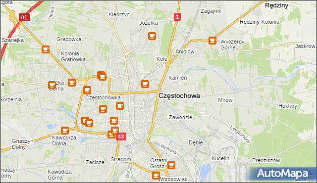 mapa Częstochowy, Częstochowa na mapie Targeo