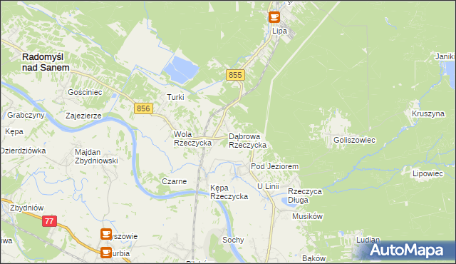 mapa Dąbrowa Rzeczycka, Dąbrowa Rzeczycka na mapie Targeo