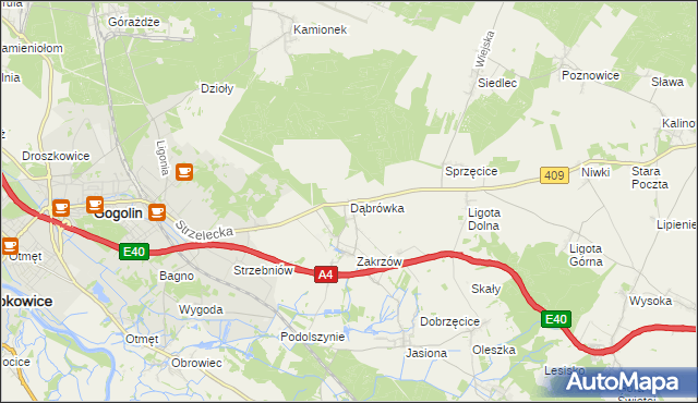 mapa Dąbrówka gmina Gogolin, Dąbrówka gmina Gogolin na mapie Targeo