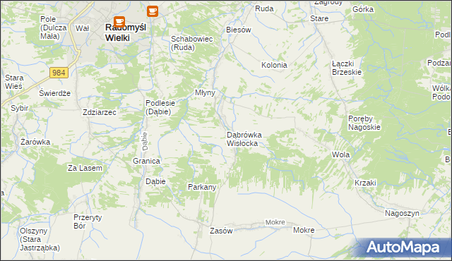 mapa Dąbrówka Wisłocka, Dąbrówka Wisłocka na mapie Targeo